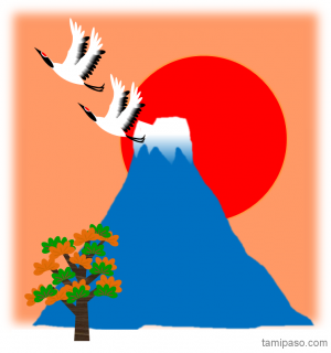 鶴と富士山